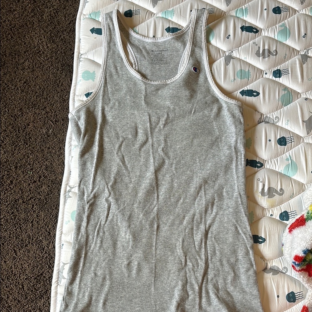 Champion Gray Fitted Tank Top with Scoop Neck